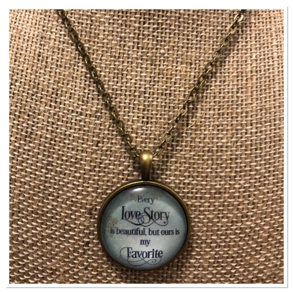 Love Story Quote Cabachon Necklace - Picture 3 of 4